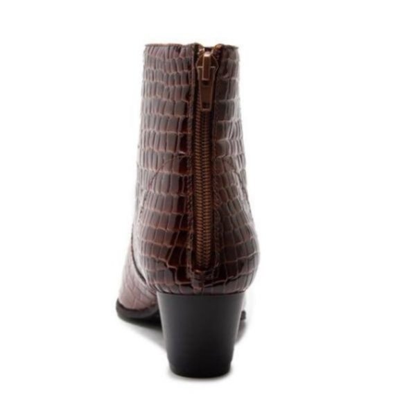 !! NEW !! Chocolate Brown Croc Embossed Ankle Boots - Picture 5 of 6